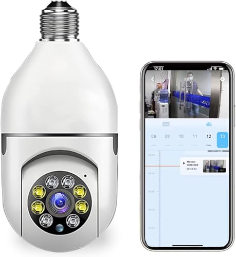Smart 360° Light Bulb Security Camera - 1080P HD WiFi cctv camera for home - Indoor and Outdoor Use - Motion Detection - Night Vision - Two-Way Audio - Wireless Surveillance Camera