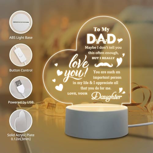 MAKINGTEC Dad Night Light - Engraved Acrylic Lamp Gift for Fatherâ€™s Day, Birthday, or Christmas - Thoughtful Present from Daughter Son - Perfect for Stepdad Father-in-Law