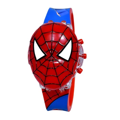 Lionmati Kids Watch For Boys And Girl Spider Men 3D Light Led Glowing Watch With Music Tune&Face Cover Multicolor Digital Light Boys Watch For Kids Age 3-12 Year Old Birthday Gift Toy Digital Watch