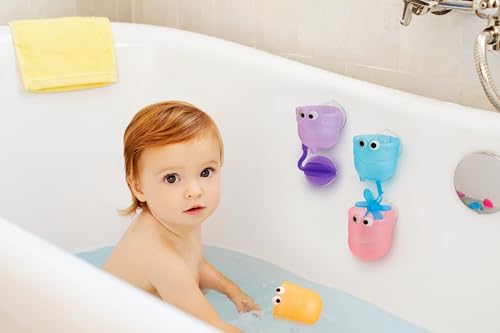 Munchkin Falls™ Bath Scoop & Pour Set , bath toy, bath activity fun, colorful toy to keep kids engaged, infant/baby/toddler/kids, 12 Months and above. Pack of 4