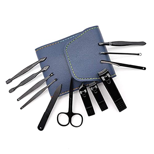 Manicure Set Nail Clippers Kit Manicure Pedicure Set, KASTWAEV 12 in 1 Stainless Steel Professional Nail Care Kit with Everything for Women and Men with Portable PU Leather Case (Blue)