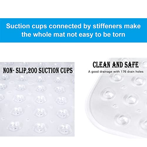 Generic IMY 689 Large Bath Mat for Safety l Non Slip with Suction Cups Durable Shower in Soft Rubber, Anti Mold and Bacteria Ideal Bathtub Mats, white, IMY-689