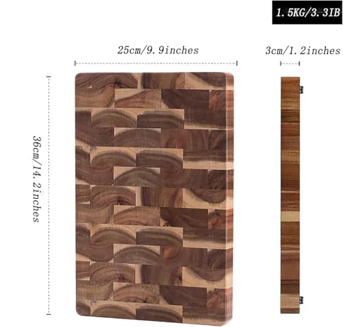 Wood Cutting Board, Thick Wooden Acacia Cutting Boards for Kitchen, Large Bamboo Cutting and Charcuterie Board Set with Side Handles, Chopping Board with Anti-slip Bottom and Plate Slot