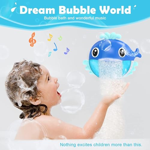 ELECDON Bath Toys, Bath Bubble Maker, Bathtub Bubble Machine Whale, Bath Time Toys for Toddlers, 1000 Bubbles Per Minute, 12 Children?s Songs, Baby Shower Toy, Gift for Kid Girl Boy