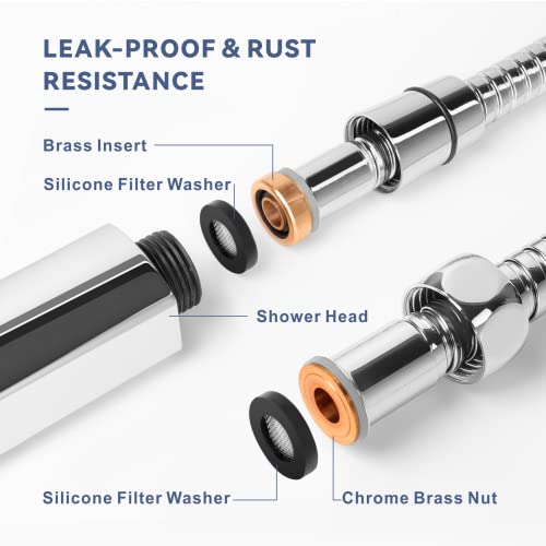 180CM Extra Long Shower Hose, Baytion 360°Anti-twist 304 Stainless Steel Handheld Shower Hose for Shower/Sitz Bath?Leak-proof & Anti-erosion?