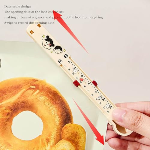 Bag Clips for Food, 6X Clips for Chips and Other Food Bags, Non-Slip Measurement Markings Sealing Storage Fresh-Keeping Reusable Resealing for Snack Home Organization Pantry Workshop
