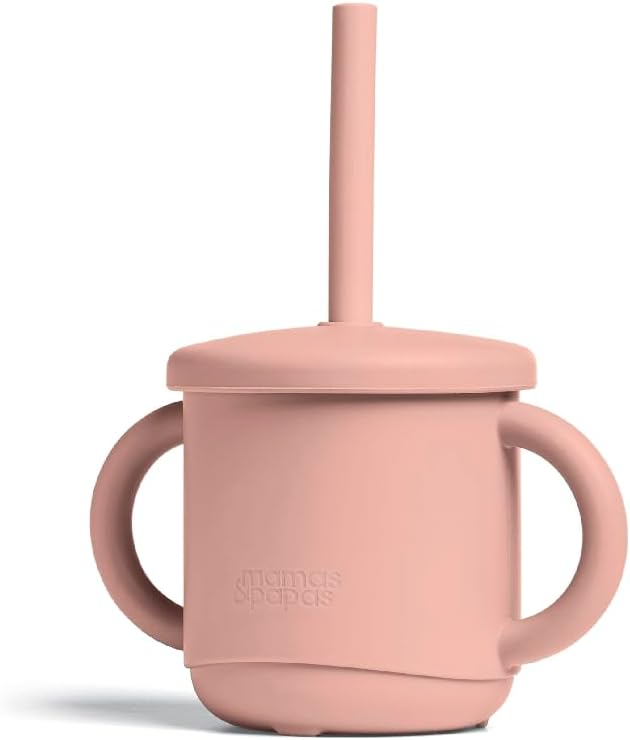 Mamas & Papas 4 in 1 Silicone Sippy Cup/Snack Pot for Baby Weaning, Easy-Grip with Handles, Food Grade Silicone, BPA-Free, Leak Proof Lid for Ages 6-18 Months - Melba