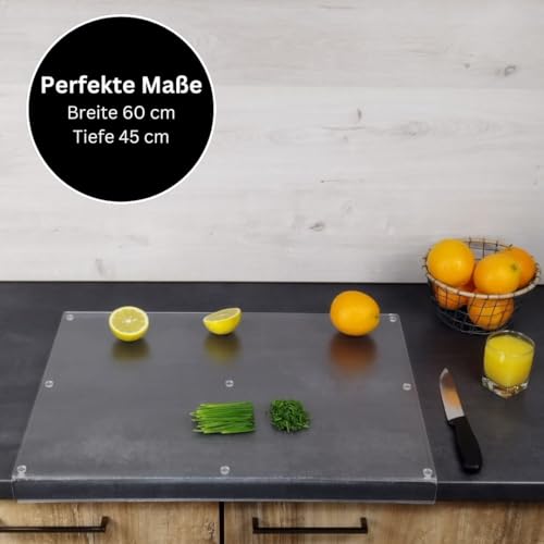 Acrylic Chopping Board with Stop Edge, 45 x 35 and 60 x 45 cm, Scratch-Resistant, Hygienic, Antibacterial, Non-Slip, Transparent, Plastic Chopping Boards