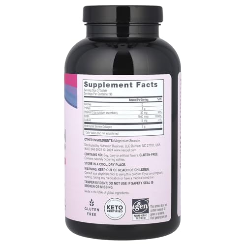 NeoCell Super Collagen Peptides + Vitamin C & Biotin, 3g Collagen Per Serving, Gluten Free, Promotes Healthy Hair, Beautiful Skin, and Nail Support, Dietary Supplement, 270 Tablets