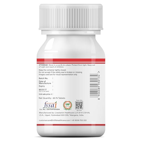 INLIFE Chelated Iron Folic Acid Supplement with Vitamin C, E, B12, Zinc & Selenium for Men Women - 60 Tablets (Pack of 1)