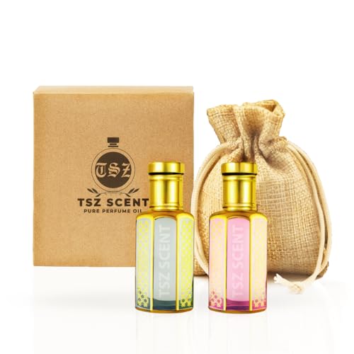 TSZ Scent Pure White Musk Tahara & Musk Cotton Candy Gift Set for Women ??2x12ml Luxury Perfume Oil, Long-Lasting, Hypoallergenic, Alcohol-Free Attar, Travel-Friendly