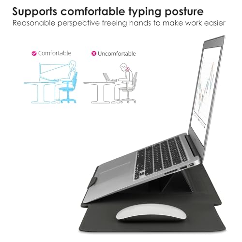 Aputue Laptop Sleeve Case, Waterproof Leather Computer Protective Cover Bag, 13-14 Inch Multifunctional Laptop Sleeve Case with Stand, Slim Laptop Carrying Case, Suitable for Business Travel
