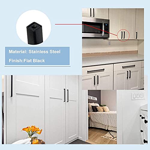 ELECDON 3Pack Black Square Cabinet Pull, ELECDON 5In Drawer Handle Stainless Steel Modern Hardware for Kitchen and Bathroom Cupboard Dresser Pulls