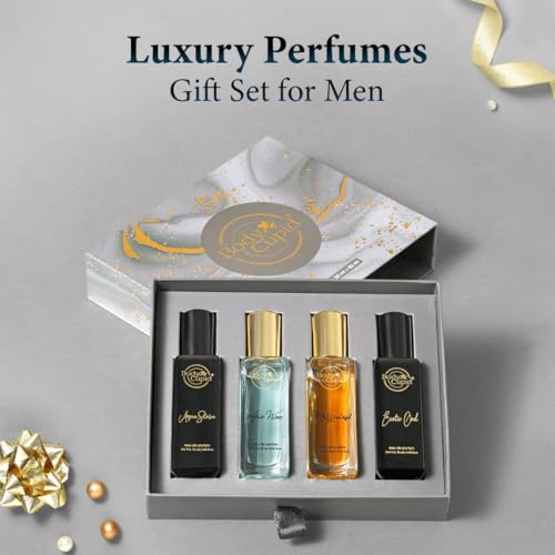 Body Cupid Luxury Perfume Gift Set for Men 4X20 ML | Long Lasting Premium Fragrances | Aqua Wave | Exotic Oud | Mr Wonderful | Aqua Storm | 80 ML