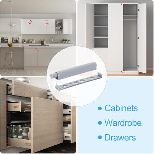 Goodern Push to Open Door Latches,6PCS Push Open Cabinet Hardware Heavy Duty Magnetic Push Latch for Hidden Door Closure Drawer Plastic Damper Buffer Push for Kitchen Hardware Push Release Latch