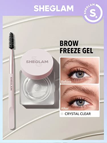 SHEGLAM Makeup - Set Me Up Eyebrow Hold Gel - Long-Lasting, Waterproof and Extreme Hold Wax with Double-ended Brow Brush (Crystal Clear), 1.0 count, 1