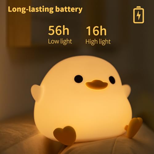 Bestfaith Cute Dodo Duck Night Light, LED Squishy Night Lamp, 2 Gears Dimmable Nursery Nightlight for Kids, Rechargeable Touch Lamp, Dorm Decor, Kids Funny Gifts (Dodo Duck)