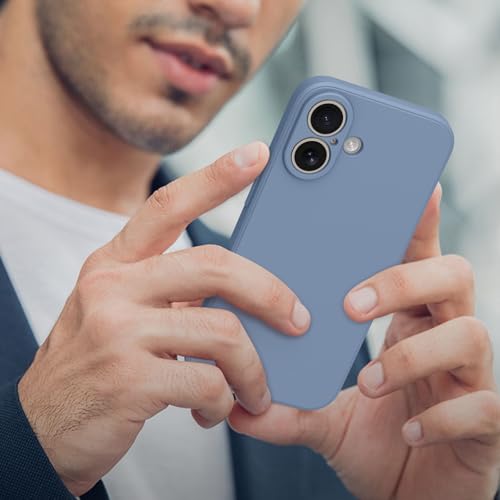 Soft Silicone Case for iPhone 16 Case 6.1-Inch, Slim Liquid Silicone 3 Layers Full Covered Soft Gel Rubber Phone Case Protective Cover for iPhone 16 Cover (Lavender Grey)