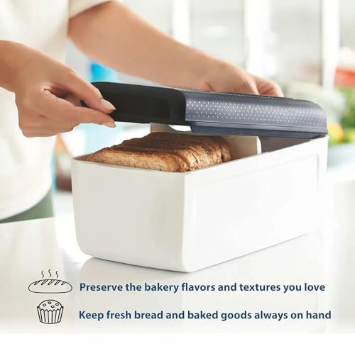 THE WHITE SHOP Bread Saver- Storage Container & Bread Box for Bread, Pastries, Bagels & More,Control Technology, Keeps Bread Fresher Longer