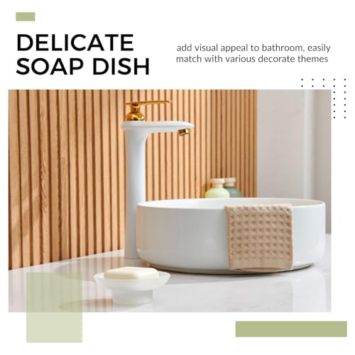 NOSKIN 4 Pack Soap Dish Round, Frosted Glass Replacement Spare Soap Holder for Bathroom Vanities Countertops Kitchen Sink