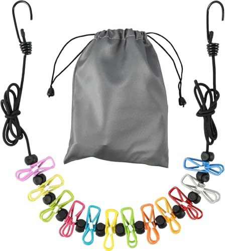 Retractable Portable Clothesline for Travel,Clothing line with 12 Clothes Clips, for Indoor and Outdoor Laundry Drying line,Outdoor Camping Accessories