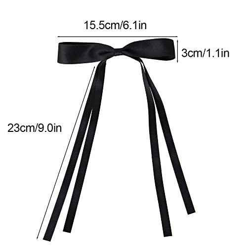 Bmobuo Hair Ribbon 6PCS, Satin Coquette Aesthetic Ponytail Holders - Women's Hair Bows, Alligator Clips and Barrettes in White, Black, Pink