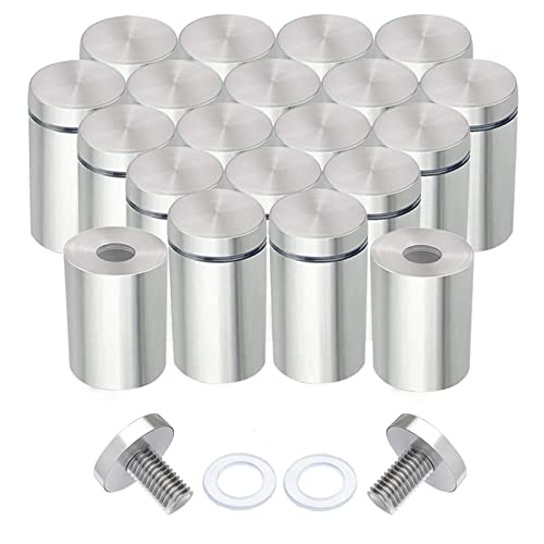 Excefore Stainless Steel Standoff Screws, 20Pcs 25 x 25mm Wall Standoff Sign Holders Screws, Mounting Glass Hardware for Hanging Acrylic Picture Frame, Advertising Screws Kit