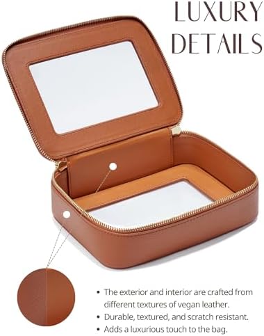 Small Cosmetic Bag for Purse Mini Makeup Bag for School Cute Clear Make Up Pouch for Travel Tiny Leather White Make Up Organizer Case for Backpack Toiletry Bag Waterproof Square Pouch with Zipper