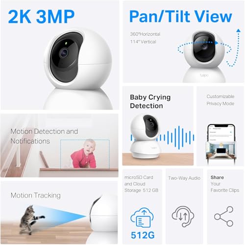 Tapo_Pan/Tilt Security Camera, 1080P, Motion Detection, 2-Way Audio, Night Vision
