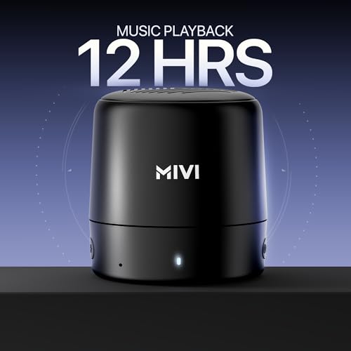 Mivi Play Bluetooth Speakers Wireless with 12 Hours Playtime. Wireless Speaker Made in India with Exceptional Sound Quality, Portable and Built in Mic-Black