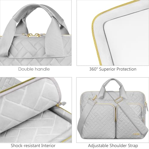 Lacdo 360° Protective Laptop Shoulder Bag, 15-15.6 inch Laptop Sleeve Case for Acer HP Dell ASUS Laptop, Acer Aspire, HP Pavilion, Dell Inspiron, IdeaPad,ASUS ZenBook Computer Bag, Space Gray