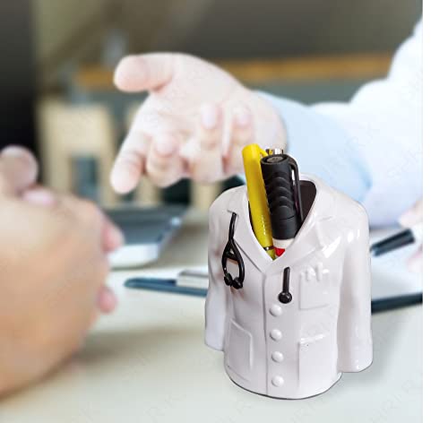 Shri.R.K Doctor Coat Pen Pencil Holder Stand For Desk And Offices Tables (Plastic), Stationery, White