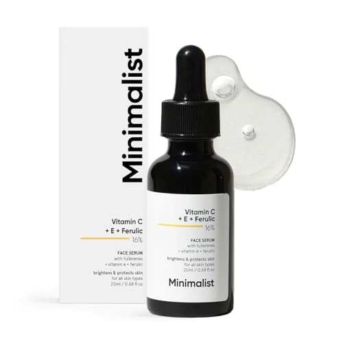 Minimalist 16% Vitamin C Face Serum (Advanced) With Vit E, & Ferulic Acid For Glowing Skin | Advanced Brightening Formula With Power of Vit C & E, Ferulic Acid & Fullerenes