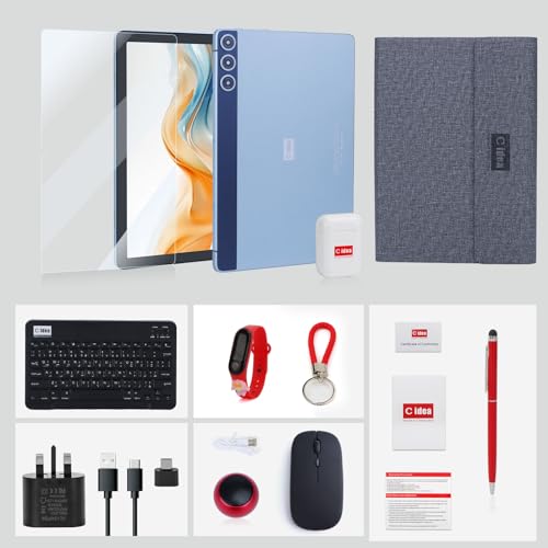 C idea 10 inch Tablet, Android 12.0 Tablet 8GB RAM? ROM,8MP? Cameras 10000mAh Battery,Dual 5G SIM Slot with Case/Keyboard/Mouse/WIFI,CM8500 Plus (Blue)