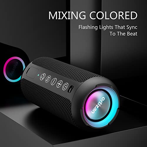 Ortizan Portable Bluetooth Speakers, IPX7 Waterproof Wireless Speaker with 24W Loud Stereo Sound, Outdoor Speaker with Bluetooth 5.3, Deep Bass, RGB Lights, Dual Pairing, 30H Playtime for Home, Party