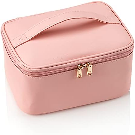 OCHEAL Makeup Bag, Portable Cosmetic Bag, Large Capacity Travel Makeup Case Organizer, Black Makeup Bags For Women Toiletry Bag for Girls Traveling With Handle and Divider