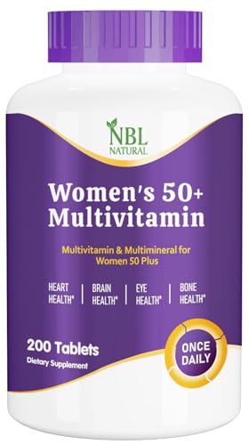 NBL Natural Women's Multivitamin for Women 50 Plus, Multivitamin Multimineral Supplement with Vitamin D3, B Vitamins, Supports Memory, and Cognition in Older Adults â€“ Once Daily, 200 Tablets