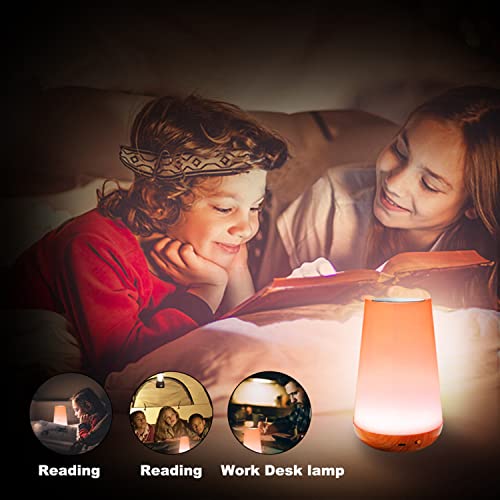 SKY-TOUCH LED Bedside Lamp, Colorful Night Light, Rechargeable Dimmable Color USB Night Lamp with Touch Control Adjustable Brightness Remote Control for Bedroom, Kid's Room and Living Room