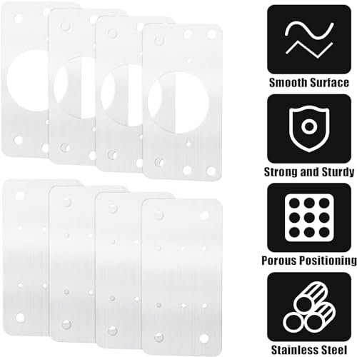 Thick Hinge Repair Plate Kit, 8pcs Cabinet Hinge Repair Plate Stainless Steel Door Hinge Repair Kit Hinge Fixing Plate Bracket kit with Mounting Screw, Protect Wooden Kitchen Cabinet Door, Furniture