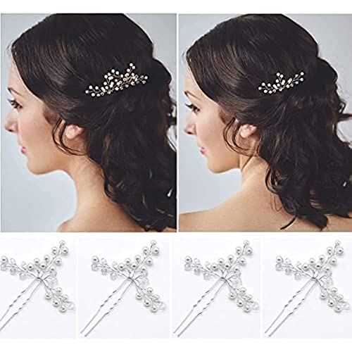 Benting Bridal Wedding Hair Vine,Extra Long Pearl and Crystal Beads Bride Head Piece,Silver Hair Accessories for Women and Girls
