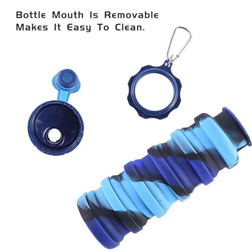 Aputue Silicone Collapsible Water Bottles, Leak Proof BPA Free Foldable Water Bottle, Collapsible Cups for Traveling Camping Hiking Kids, Reuseable Expandable Silicone Collapsible Cup