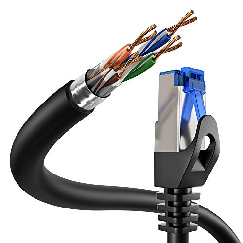 KabelDirekt – 20m – Ethernet, patch & network cable (transfers gigabit internet speed, ideal for 1Gbps networks/LANs, routers, modems, switches, RJ45 plug (silver), black)
