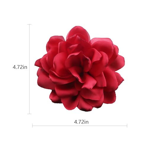 Large Camellia Satin Fabric Flower Brooch Pins Hairpin for Women,ladies.