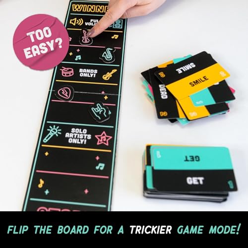 KALEDE® Official Grab The Mic – Family Karaoke Game, 8+ Year Olds, 2-10 Players - Board Game for Bad Singers with 250 Lyrics (125 Cards) for Hilarious Game Nights & Birthday Party, Kids Gift