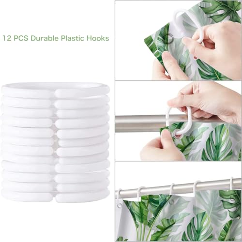 CyanCloud Shower Curtain Plant Leaf Shower Curtains for Bathroom 180 * 180CM Machine Washable Waterproof Fabric Curtain for Home Laundry Room Hotel Decor, Bathroom Curtains with 12 Hooks