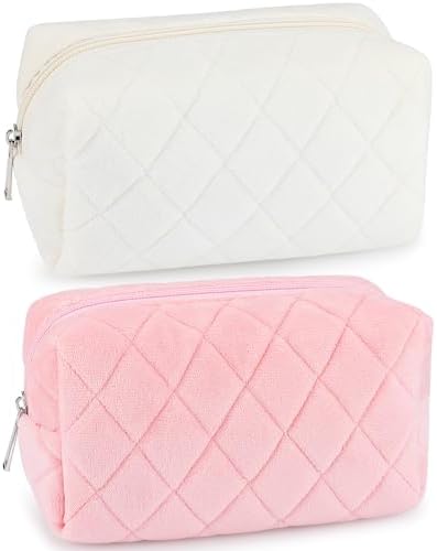 ZLFSRQ 3Pcs Checkered Makeup Bag for Women Large Cosmetic Bag Set Travel Toiletry Bag Makeup Pouch Bag for Purse Pink Zipper Storage Bag Organizer Cute Small Aesthetic Girls Car Essentials Bag