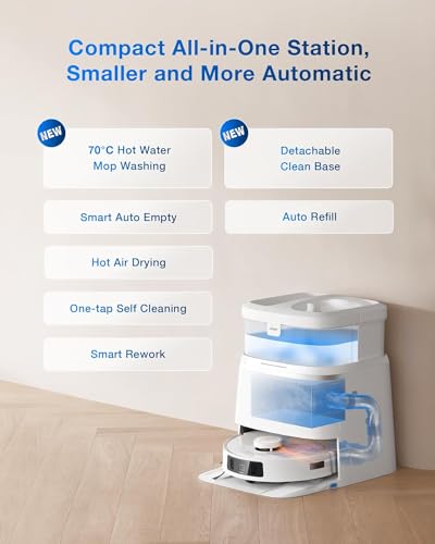 ECOVACS DEEBOT T30 PRO Omni Robot Vacuum Cleaner with Mop Function, TrueEdge Mopping, Zero Tangle Brush, 11,000 PA Suction Power with Hot Water and Smart Rewash, Silver