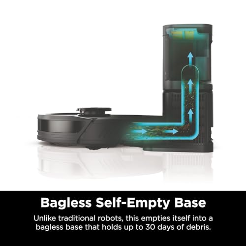 Shark AV2501S AI Robot Vacuum with HEPA Self-Empty Base, Bagless, 30-Day Capacity, LIDAR Navigation, Perfect for Pet Hair, Compatible with Alexa, Wi-Fi Connected, Dark Grey
