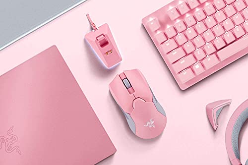 Razer Viper Ultimate Lightweight Wireless Gaming Mouse & RGB Charging Dock: Hyperspeed Wireless Technology - 20K DPI Optical Sensor - 78g - Optical Mouse Switch - 70 Hr Battery - Quartz Pink