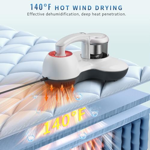 Hersven Mattress Vacuum Cleaner, UV Bed Vacuum Cleaner 12KPa Handheld Vacuum Upgraded Effectively Clean Up Bed, Pillows, Cloth Sofas, Carpets and Ther Fabric Surfaces